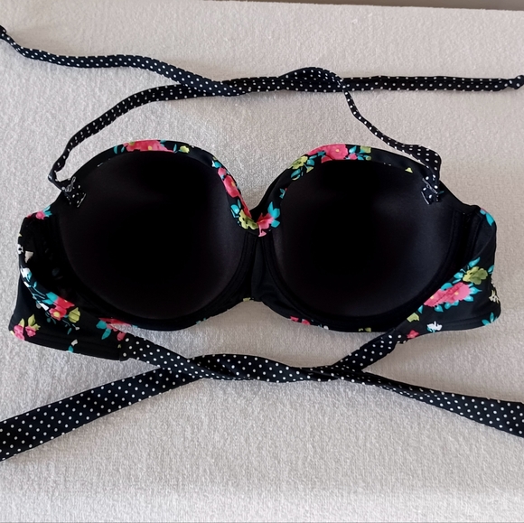 LASCANA for VENUS Midnight Bloom Bandeau Bikini Top, size D - Picture 8 of 10